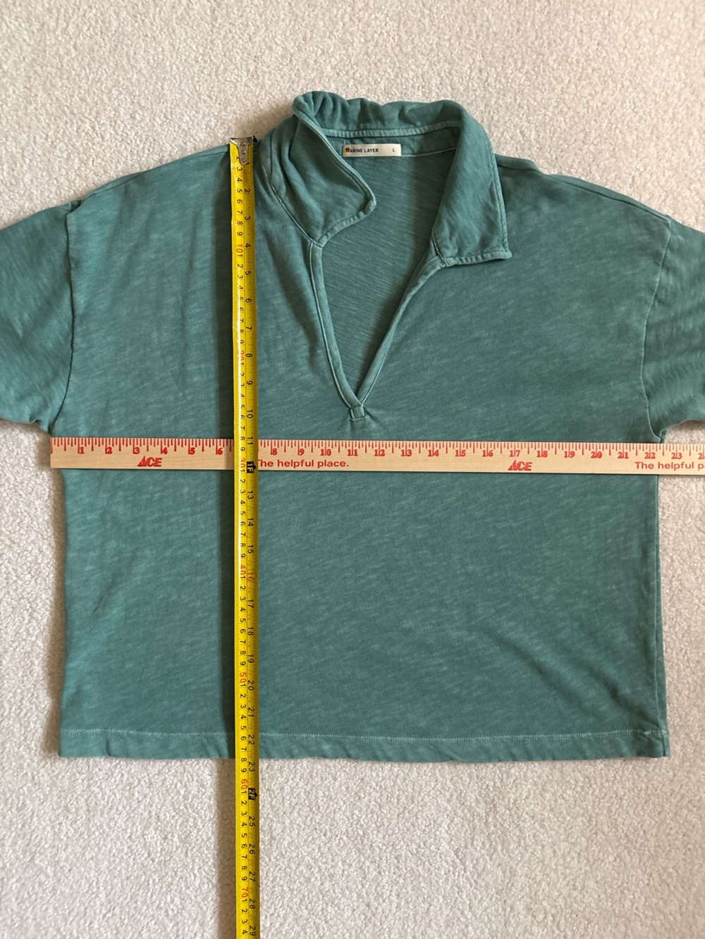 Marine Layer Women’s V-Neck Short Sleeve Polo Tee 100% Cotton Size L Green - Picture 9 of 12